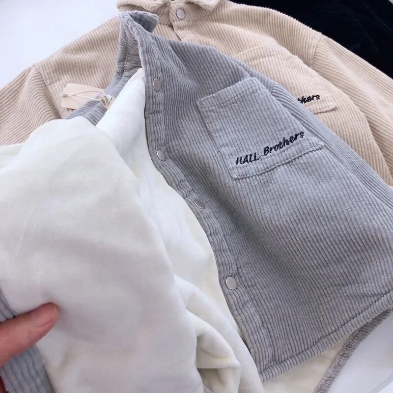 Cămașă pentru copii mici, plus catifea, cămăși calde de iarnă, pentru copii, jachetă, modă, catifea groasă, îmbrăcăminte exterioară pentru copii, 2-8 ani