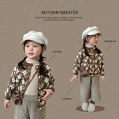 Detské oblečenie, kabát, kórejský štýl, sveter, jesenný nový sveter pre chlapcov a dievčatá s dlhým rukávom, ležérny jednoduchý detský top