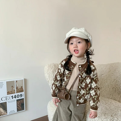 Detské oblečenie, kabát, kórejský štýl, sveter, jesenný nový sveter pre chlapcov a dievčatá s dlhým rukávom, ležérny jednoduchý detský top