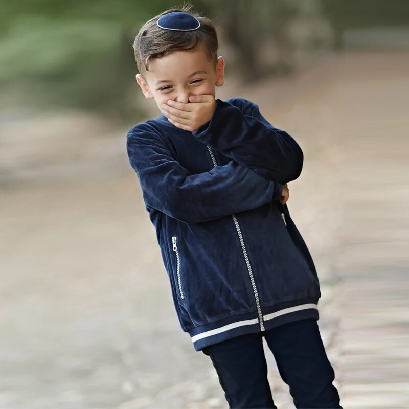 Παιδικό πουλόβερ 5t-16t μπλε βελούδινο μπουφάν σχολική στολή μπροστινό άνοιγμα με φερμουάρ ρούχα για αγόρι και κορίτσια φούτερ και στις δύο πλευρές