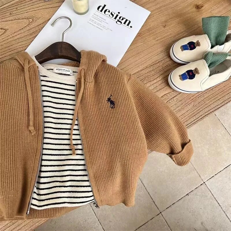 Nové chlapčenské bundy, pletené detské kabáty, módne detské vrchné oblečenie, jar, jeseň 2023 – A0146