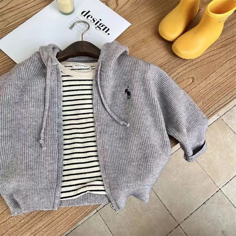 Nové chlapčenské bundy, pletené detské kabáty, módne detské vrchné oblečenie, jar, jeseň 2023 – A0146