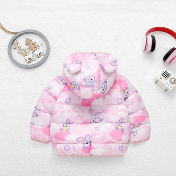 Анимационно заешко сладко топли яке за момичета 1-5 години пухено палто с качулка за деца Малки деца Детско връхно облекло