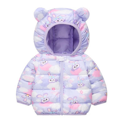 Kreslený králik, roztomilá zahrievacia dievčenská bunda 1-5 rokov s kapucňou pre deti, batoľatá, vrchné oblečenie