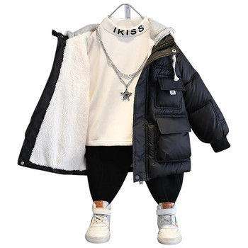Παιδικό χειμωνιάτικο ζεστό τζάκετ Thicken Plus Velvet Παιδικό παλτό με κουκούλα Parka Εξωτερικά ρούχα για αγόρια Ρούχα casual 2-14 ετών