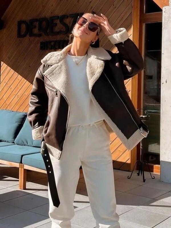 Dámska módna bunda z umelej kožušiny Suninheart so zipsom, obojstranná bunda s dlhým rukávom a teplým kabátom, dámska ležérna klopa, studený kabát