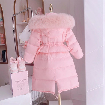 2023 Winter girls Sweet Long Down μπουφάν με κουκούλα μεγάλο γούνινο γιακά Παιδικά πάρκα Παιδικά ρούχα για κορίτσια αντιανεμικά χοντρά ζεστά παλτό