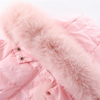 2023 Winter girls Sweet Long Down μπουφάν με κουκούλα μεγάλο γούνινο γιακά Παιδικά πάρκα Παιδικά ρούχα για κορίτσια αντιανεμικά χοντρά ζεστά παλτό