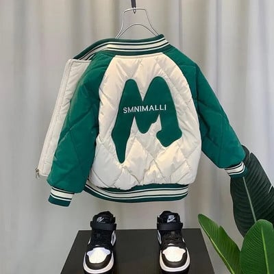 Zimné detské prešívané bundy pre chlapcov a dievčatá 2023 plus zamatové teplé bavlnené prešívané bundy s potlačou, unisex top pre chlapcov a dievčatá