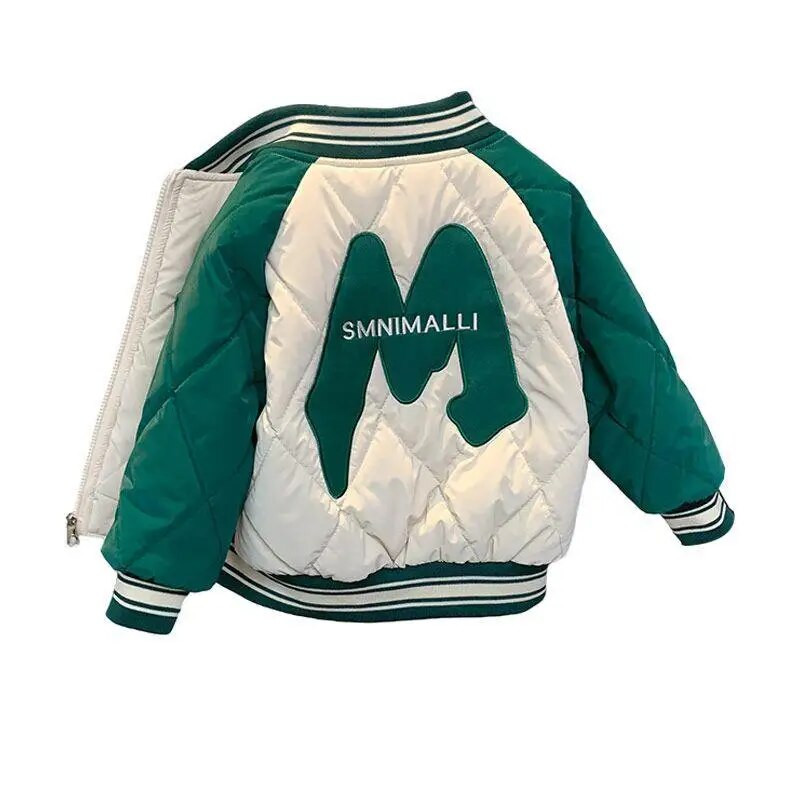 Zimné detské prešívané bundy pre chlapcov a dievčatá 2023 plus zamatové teplé bavlnené prešívané bundy s potlačou, unisex top pre chlapcov a dievčatá