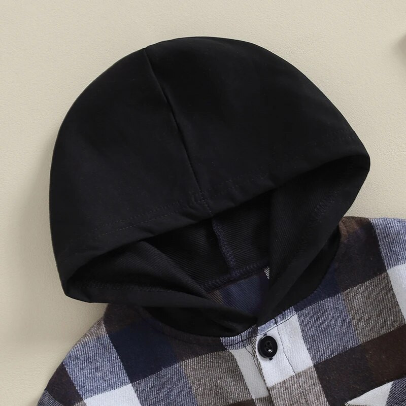 Citgeett Sügislapsed Väikelaste Poiss Plaid Printiga kapuutsiga särk pikkade varrukatega nööbiga taskuga kapuutsid Topid sügisriided