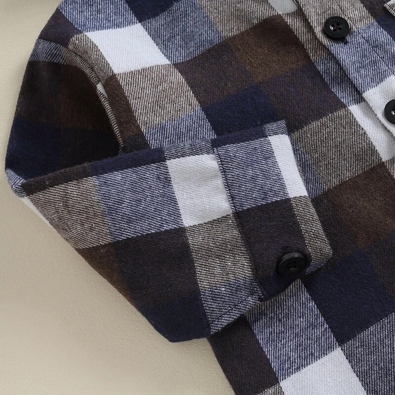 Citgeett Sügislapsed Väikelaste Poiss Plaid Printiga kapuutsiga särk pikkade varrukatega nööbiga taskuga kapuutsid Topid sügisriided