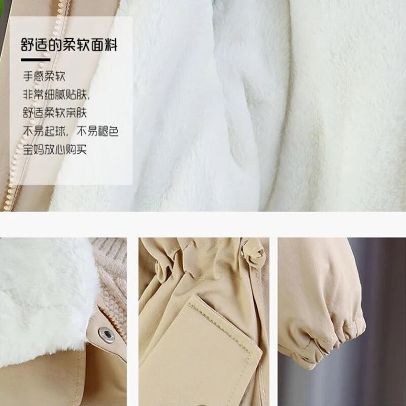 Zamatová plyšová teplá detská vetrovka s klopou, dievčenský kabát, zimná detská móda, roztomilé vrchné oblečenie, batoľacie, detské oblečenie, nové 2023