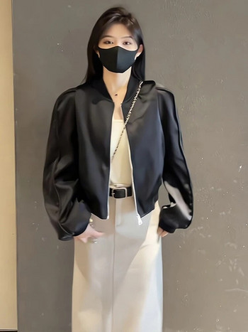 Casual γυναικείο ανοιξιάτικο μπουφάν Μακρύ κοντό μακρυμάνικο μπουφάν Bomber Γυναικείο streetwear Basic παλτό Γυναικεία ρούχα