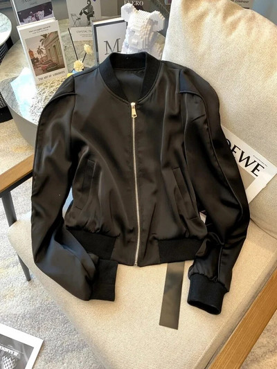 Vabaaja naiste kevadjope Tugev pikkade varrukatega lühike bomberjope Naiste tänavariided, põhimantel, naiste välirõivad