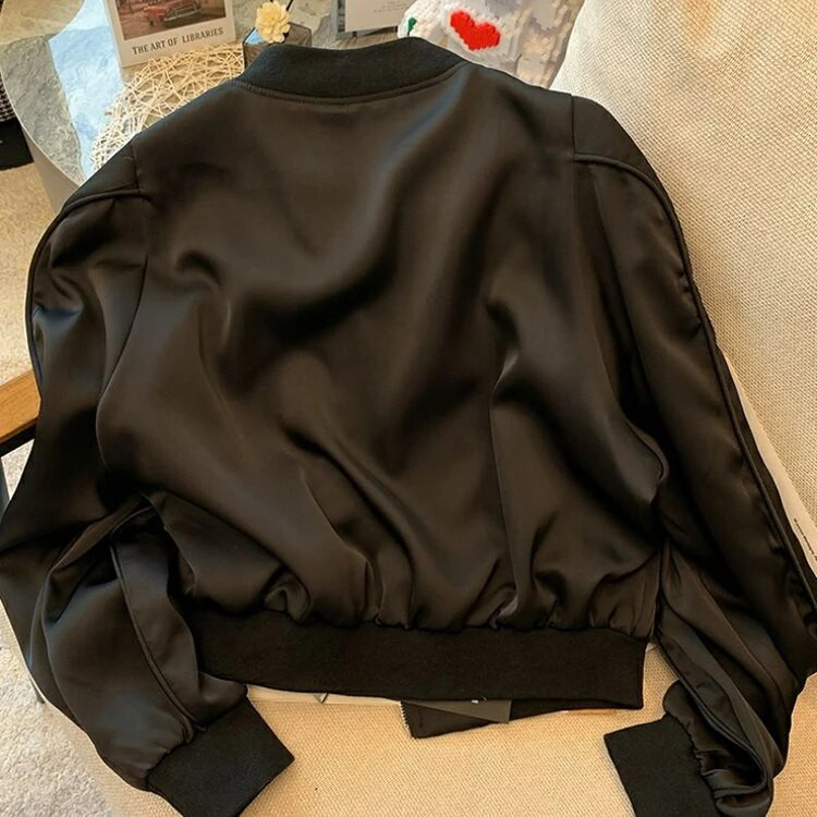 Vabaaja naiste kevadjope Tugev pikkade varrukatega lühike bomberjope Naiste tänavariided, põhimantel, naiste välirõivad