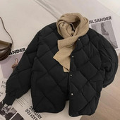 Jachetă matlasată, decupată, de epocă, femei, bani vechi, la modă, iarnă, caldă, ușoară, căptușită, șic, elegant, stil coreean
