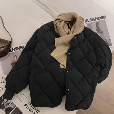 Jachetă matlasată, decupată, de epocă, femei, bani vechi, la modă, iarnă, caldă, ușoară, căptușită, șic, elegant, stil coreean