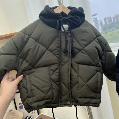 Lastele puuvillased polsterdatud mantlid Talvine ruuduline soe poistele Tüdrukutele kapuutsiga Parka 1-8a Lastele vabaaja tepitud jakid