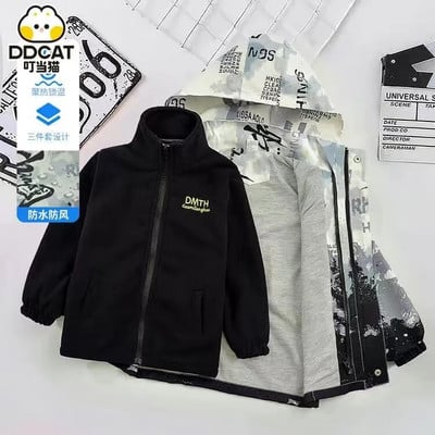 Detské chlapčenské zimné kabáty, detské oblečenie na zips s dlhým rukávom a kapucňou, vetruodolné bundy, teplé kabáty, oblečenie pre 3-14 rokov