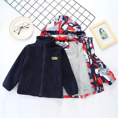 Detské chlapčenské zimné kabáty, detské oblečenie na zips s dlhým rukávom a kapucňou, vetruodolné bundy, teplé kabáty, oblečenie pre 3-14 rokov