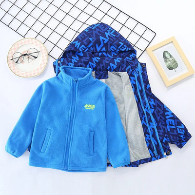 Detské chlapčenské zimné kabáty, detské oblečenie na zips s dlhým rukávom a kapucňou, vetruodolné bundy, teplé kabáty, oblečenie pre 3-14 rokov