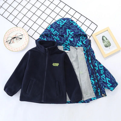 Detské chlapčenské zimné kabáty, detské oblečenie na zips s dlhým rukávom a kapucňou, vetruodolné bundy, teplé kabáty, oblečenie pre 3-14 rokov