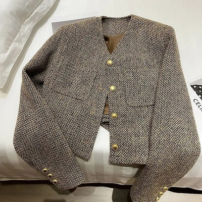 Χακί 2023 Early Autumn British Woolen Top Cardigan Coat Γυναικεία μπουφάν γυναικεία μπουφάν για γυναίκες 2023