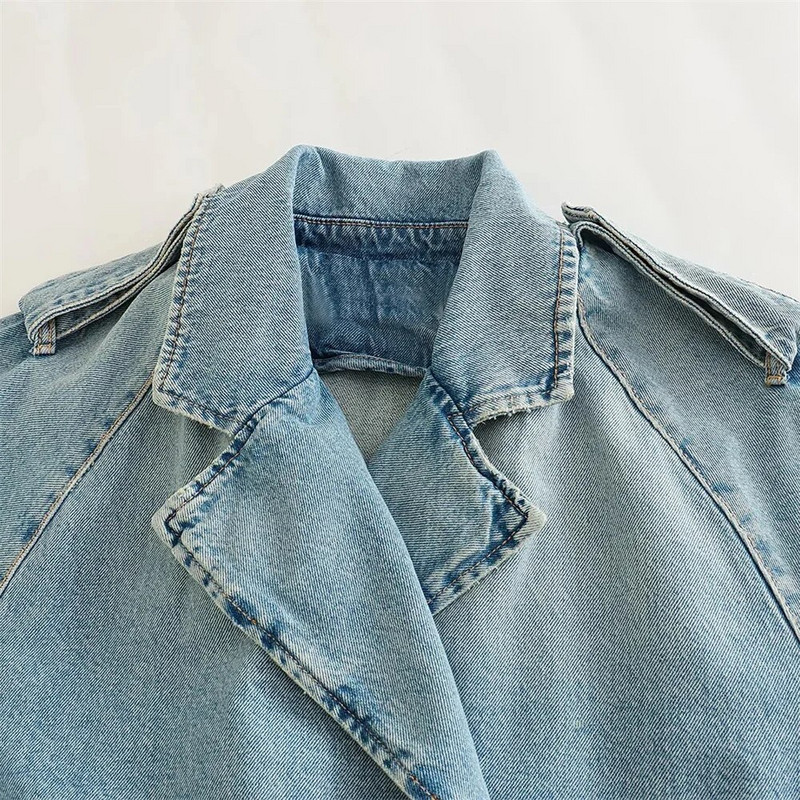 UNIZERA2023 Jesenný nový dámsky temperamentný krátky voľný ležérny všestranný džínsový štýl s dvojitou klopou a prackou