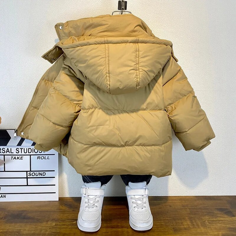 EACHIN Winter Boys Parkas Gyerek Vastag Meleg Kabátok Gyerekek Téli Szabadtéri dzsekik Baby Boys Divatos Kapucnis Parka Tini Új kabát