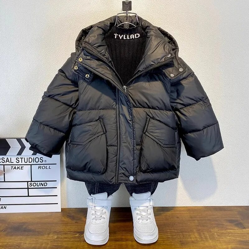EACHIN Winter Boys Parkas Gyerek Vastag Meleg Kabátok Gyerekek Téli Szabadtéri dzsekik Baby Boys Divatos Kapucnis Parka Tini Új kabát