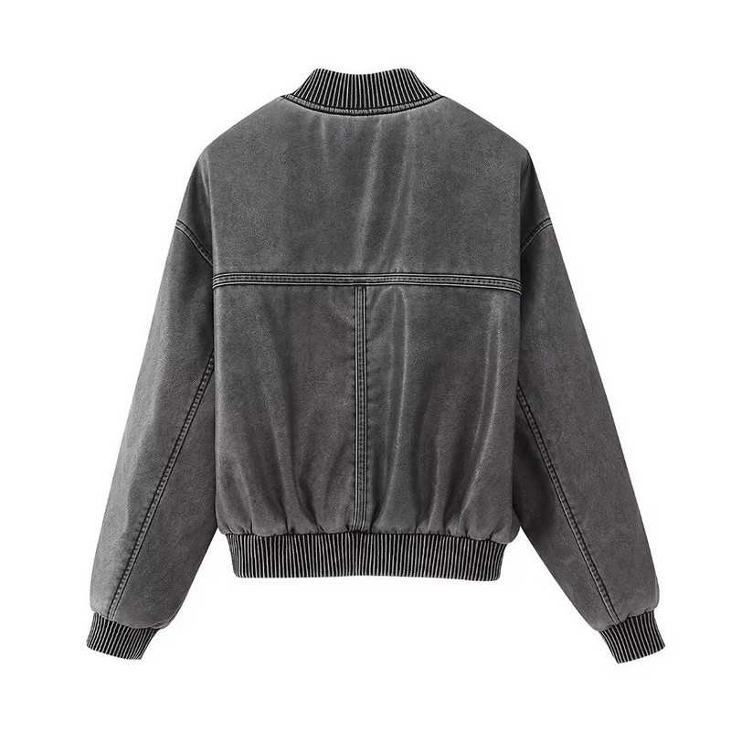 Jachetă pilot de buzunar pentru femei, haine, fermoar, epocă, mâneci lungi, primăvară, toamnă, haine de exterior CausaStreet, topuri largi