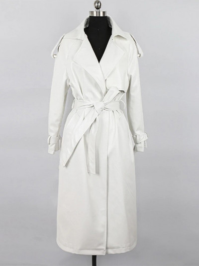 Nerazzurri jarný čierny nadrozmerný dlhý nepremokavý kožený trenčkot pre ženy 2021 s dlhým rukávom, voľný kórejský módny odev