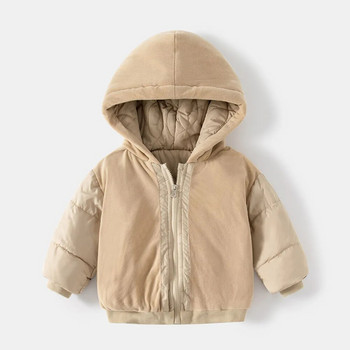 Зимно ново пухено яке за бебета момчета Суичъри с цип и жилетка Детско подплатено палто от две части Топли ежедневни памучни дрехи за малки деца