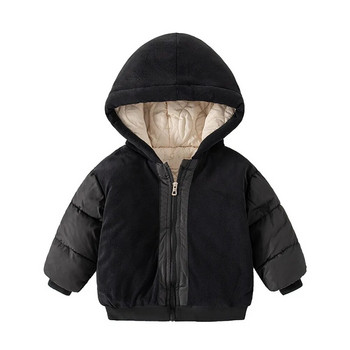 Χειμερινό νέο πουπουλένιο μπουφάν για μωρά αγόρια Φούτερ με φερμουάρ με γιλέκο Παιδικό παλτό δύο τεμαχίων με επένδυση Ζεστά καθημερινά βαμβακερά ρούχα για νήπια