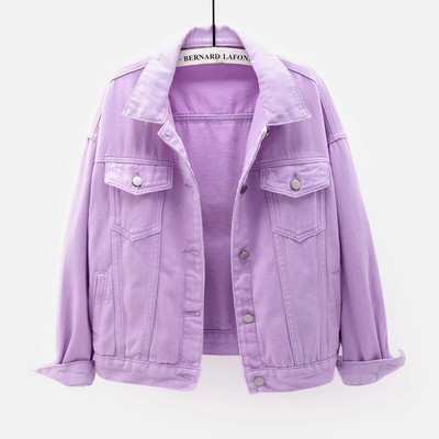 Jachetă de blugi pentru femei, primăvară, toamnă, haină scurtă, jachete de blugi roz, topuri casual, mov, galben, alb, topuri largi, îmbrăcăminte exterioară pentru femei KW02