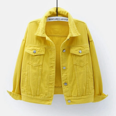 Jachetă de blugi pentru femei, primăvară, toamnă, haină scurtă, jachete de blugi roz, topuri casual, mov, galben, alb, topuri largi, îmbrăcăminte exterioară pentru femei KW02