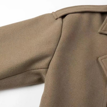 Γυναικεία 2023 Νέα Μόδα Ζώνη Κοντό παλτό Vintage πέτο με μακρυμάνικο παντός αγώνα Casual Chic Γυναικείο Εξωτερικό Κομψό πουκάμισο