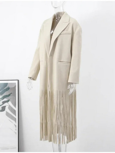 Tutt, ühe nööbiga jope naiste tugeva lahtikäiva kraega, pikkade varrukatega tasku, lahtised mantlid 2024, uus, elegantne vabaaja välirõivas