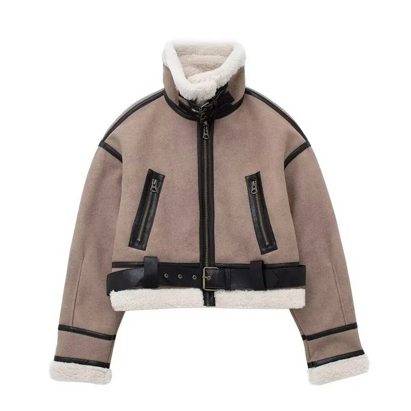 Új őszi-téli divatos szőrme egyrészes vastagított rövid női kabát