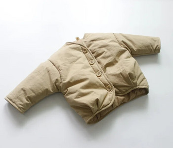 Корейски стил Нови зимни палта с памучна подплата за бебета, удебелени топли детски дрехи за малки деца Едноцветно детско връхно облекло