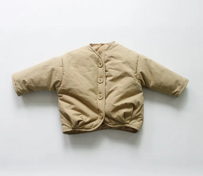 Kórejský štýl Nové zimné chlapčenské bavlnené prešívané kabáty zahustiť teplé batoľatá detské oblečenie čisto farebné detské vrchné oblečenie