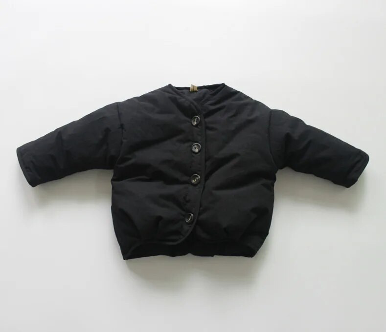 Kórejský štýl Nové zimné chlapčenské bavlnené prešívané kabáty zahustiť teplé batoľatá detské oblečenie čisto farebné detské vrchné oblečenie