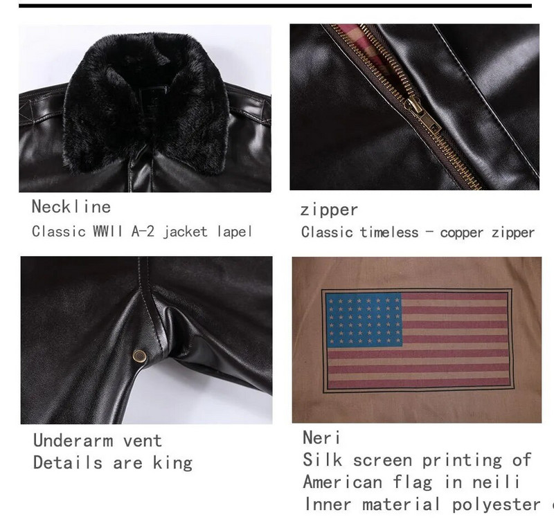 Jachetă de zbor pentru forțele aeriene de iarnă pentru bărbați, cu guler de blană, jachetă retro din piele, pentru bărbați, în aer liber, jachetă, îmbrăcăminte pentru motocicletă, haine