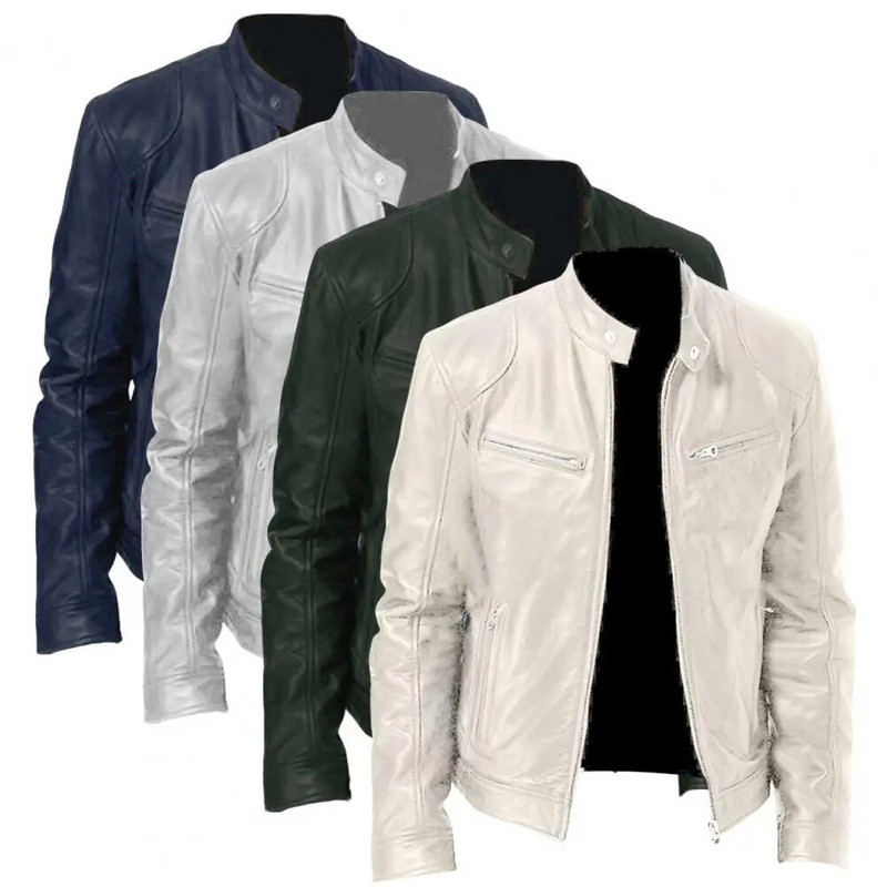 Populárne pánske vrchné oblečenie, temperamentná biznis bunda, stojatý golier, zips, vrecká, bunda, vetruodolná