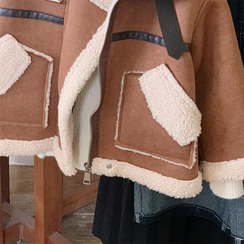 Poiste ja tüdrukute talvine Korea stiilis karusnahast ühes tükis hirvenahast sametine soe mantel