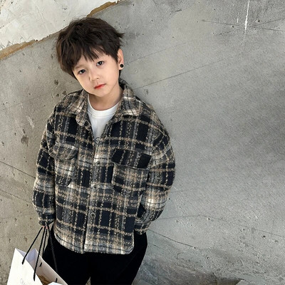 „Winter Kids“ mados pledas „Quilted Coat Boys“ storesnis šiltas striukė su apverčiama apykakle