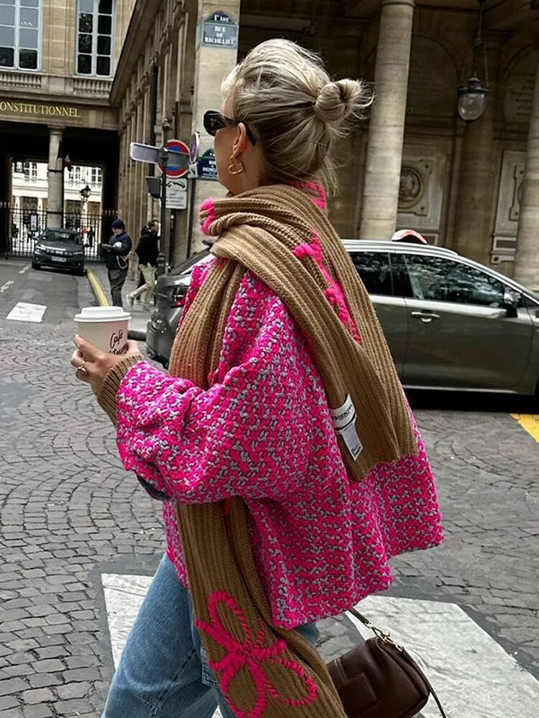 Vintage dámske ružové zahustené bundy, jeseň/zima, jednofarebné, s dlhým rukávom, jednoradové kabáty, ležérne módne streetwear kabáty