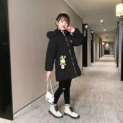 -30℃ Zimné hrubé kabáty Nové detské s kapucňou, flísové teplé vrchné oblečenie, kašmírové prešívané bundy, chlapci a dievčatá, bavlnené oblečenie 5-12 rokov