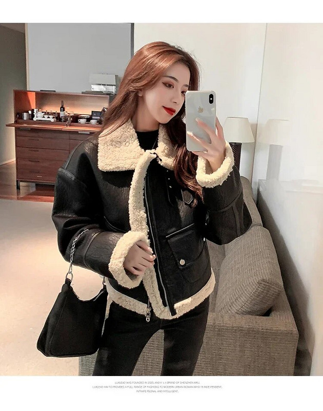 2023. aasta uus naiste mood, paks, soe kunstnahast jakk-mantel Vintage pikkade varrukatega klapitasku, naiste ülerõivad, stiilsed topid